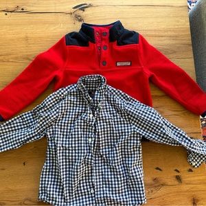 Vineyard Vines Toddler Boy Fleece Shep Shirt and Whale Button Down Size 4T